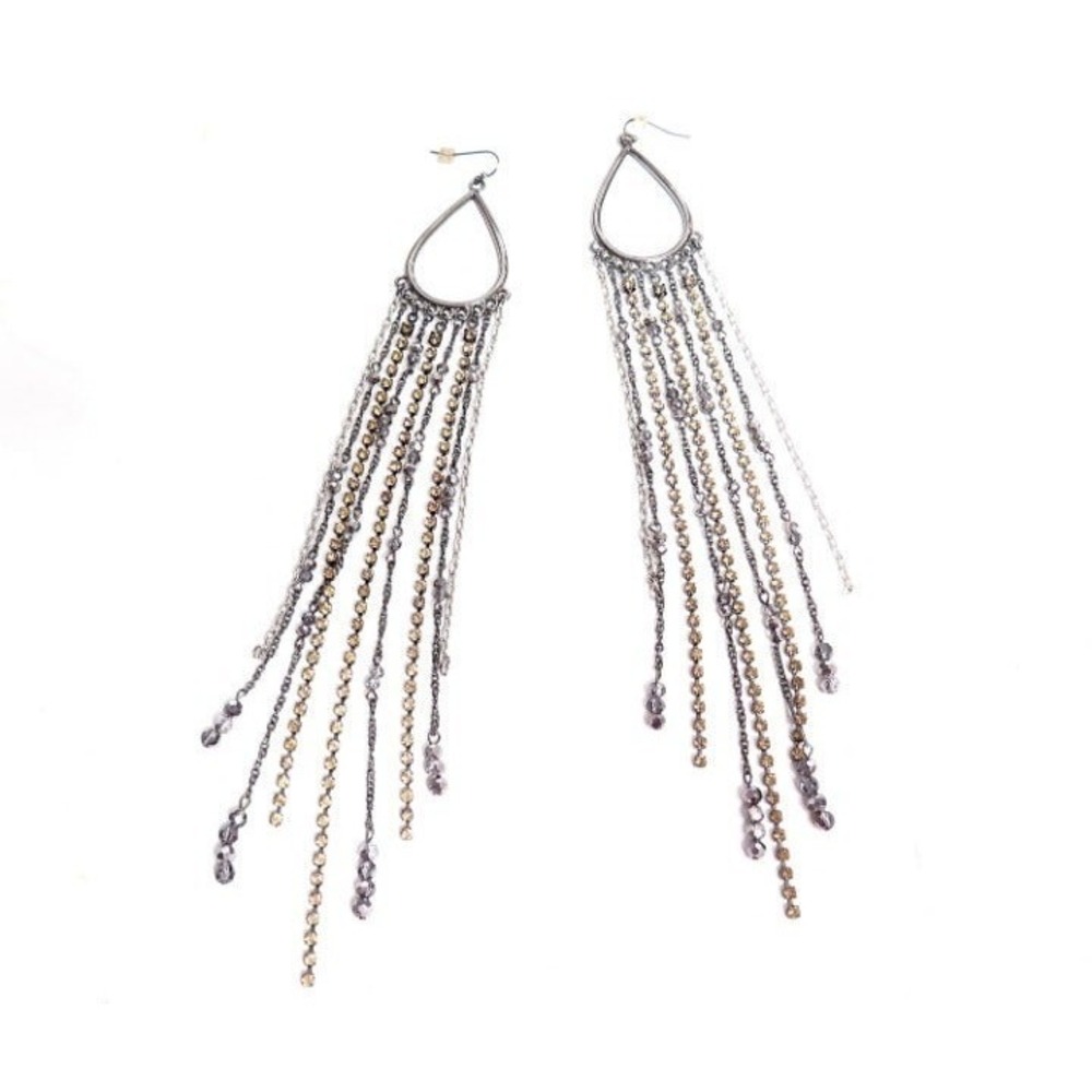 Long Rhinestone Chandelier Earrings